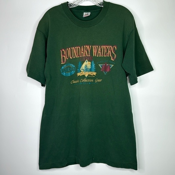 Vintage Fruit Of The Loom Boundary Waters Minnesota Tshirt Large 90s - Picture 1 of 13